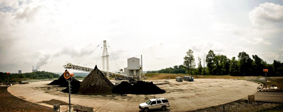 Fly Ash Stockpile with Dust Suppression