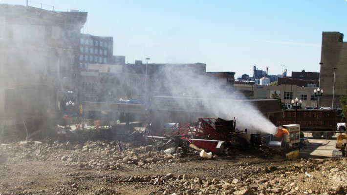 DustBoss dust control system at parking deck demolition