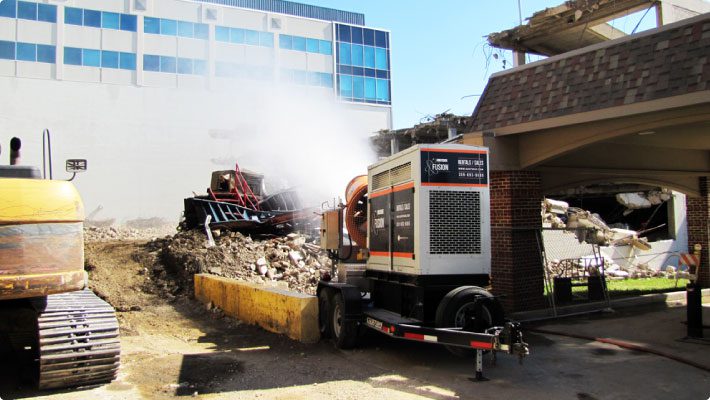 Parking deck demolition with DB-60 Fusion reducing dust