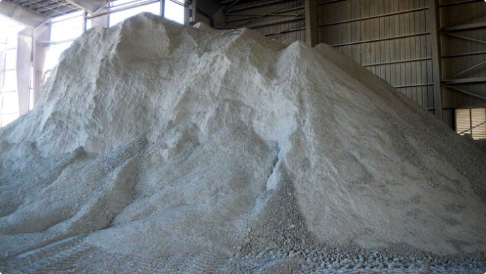 Gypsum stockpile indoors