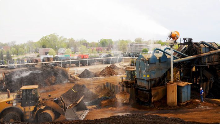 Dustboss tower system above scrap yard operations