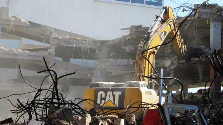 Dust Particles On Job Site With Excavator