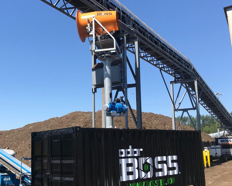 OdorBoss Tower Odor Control System Elevated OdorBoss odor control tower system for composting