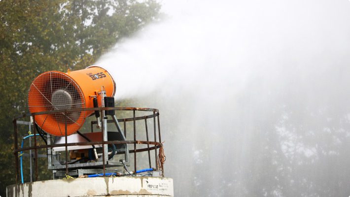 DustBoss DB-60 throwing mist for dust suppression