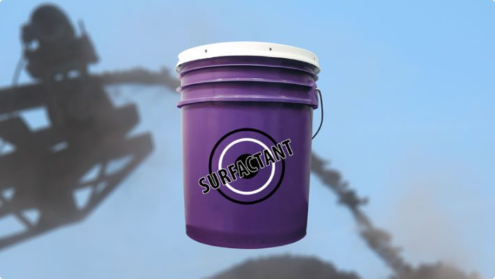 Chemical surfactant bucket to prevent dust