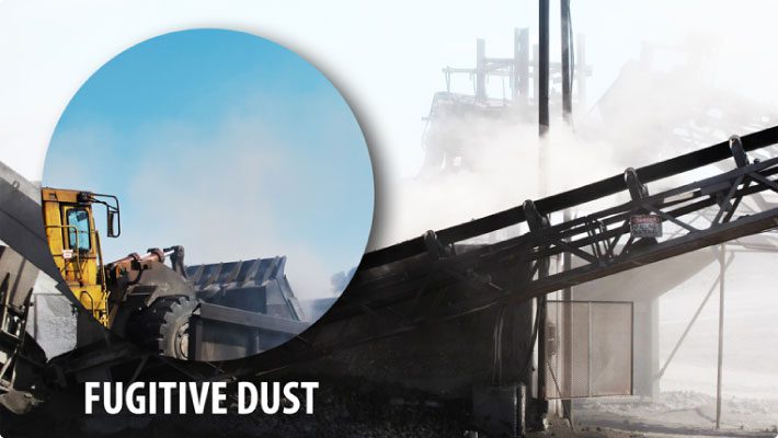 Fugitive dust meaning with conveyors in background