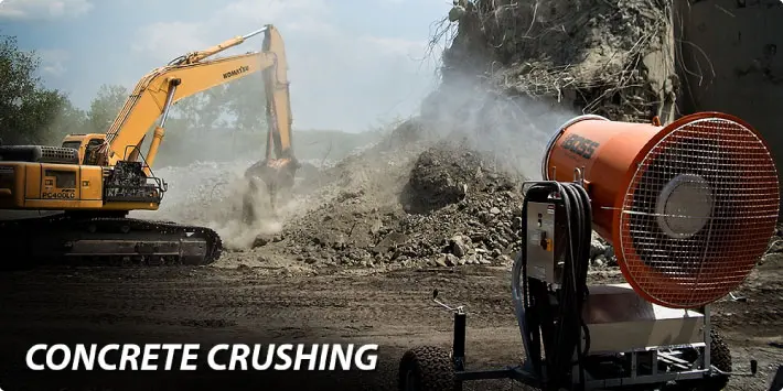 Dust control system at a concrete crushing site