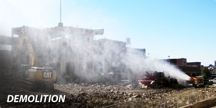 Dust control system at a demolition