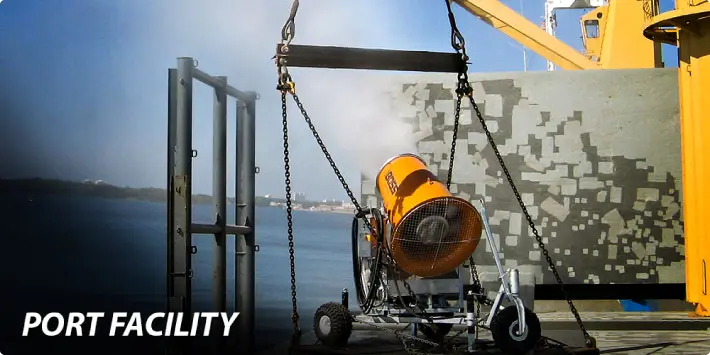 Dust control system at a port facility