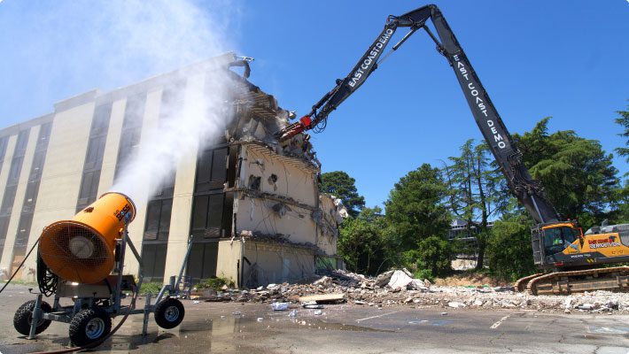 Dust control system at demolition site