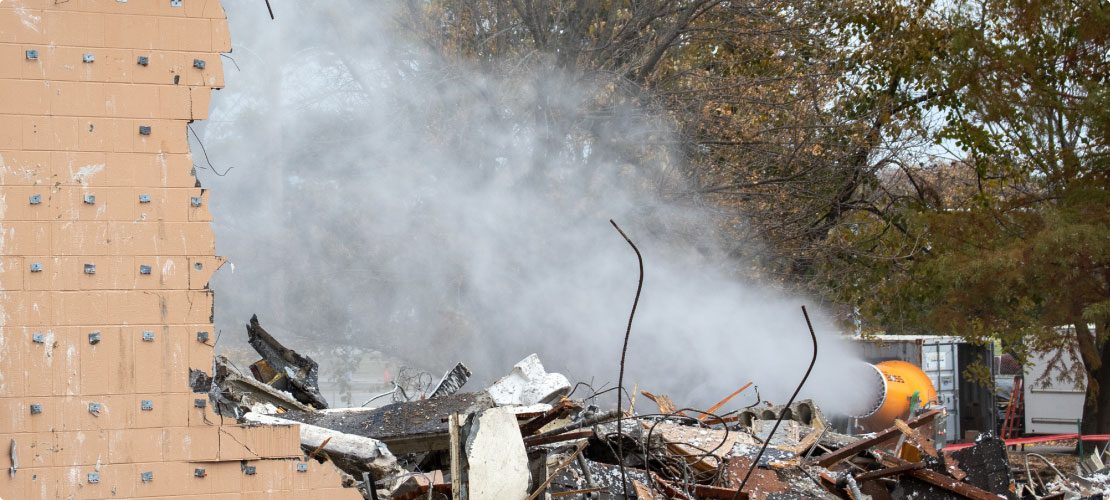 DustBoss Mist Cannon at Military Housing Demolition Site