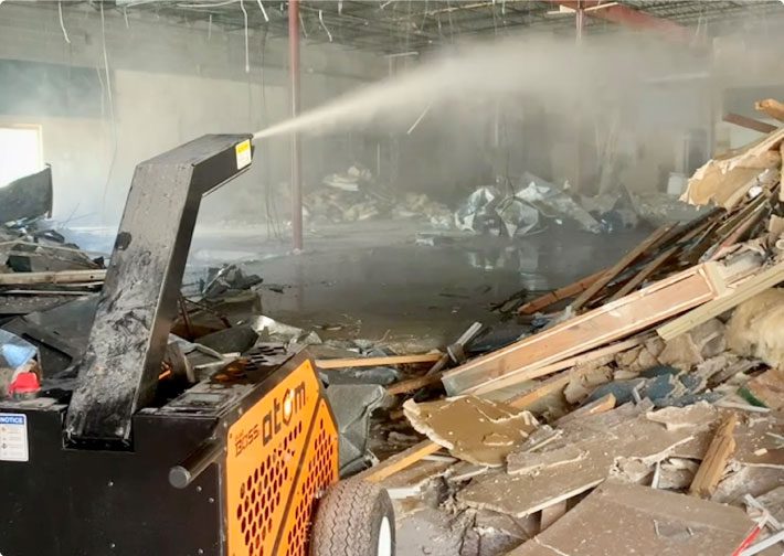 Indoor Demolition Uses Atomized Mist for Dust Suppression