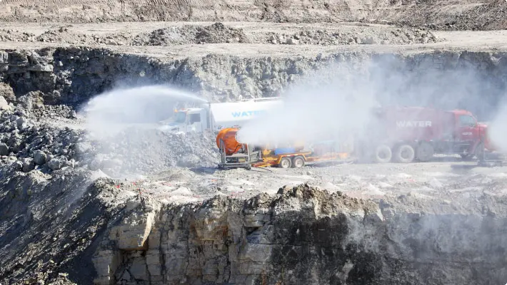 Quarry implements dust management solutions to prevent airborne particles during blasting.