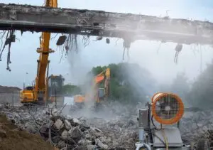 Bridge demolition uses atomized mist to suppress dust and keep workers safe in the USA