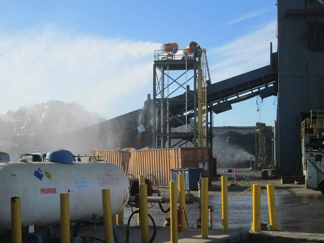 Mounted dustboss misting cannon dust control in scrap metal recycling in the USA